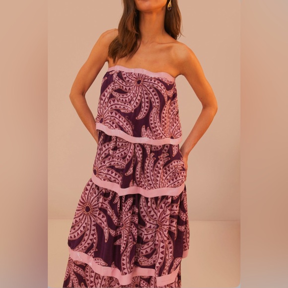 Farm Rio Burgundy Bananada Midi Dress - Picture 7 of 11